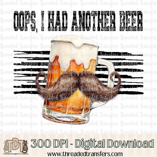 Oops Beer Male Digital Design Download (PNG Format - no product shipped)