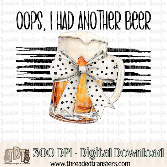 Oops Beer Digital Design Download (PNG Format - no product shipped)