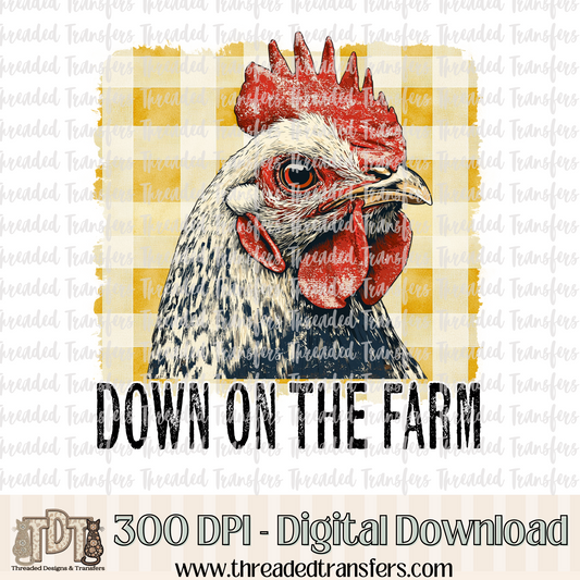 Down on the Farm Chicken Digital Design Download (PNG Format - no product shipped)