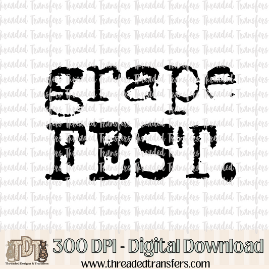 Grape Fest Typography Digital Design Download (PNG Format - no product shipped)