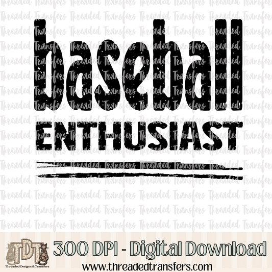 Baseball Enthusiast Grunge Typography Digital Design Download (PNG Format - no product shipped)