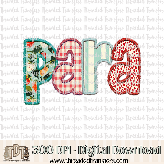 Strawberry Para Faux Embroidery Digital Design Download (PNG Format - no product shipped)