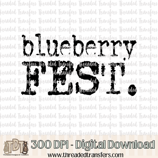 Blueberry Fest Typography Digital Design Download (PNG Format - no product shipped)