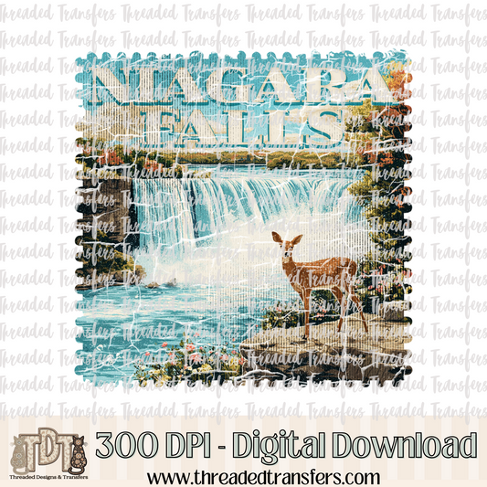 Vintage Niagara Falls Stamp Digital Design Download (PNG Format - no product shipped)
