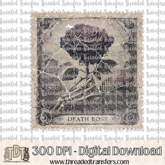 Vintage Horror Death Rose Stamp Digital Design Download (PNG Format - no product shipped)