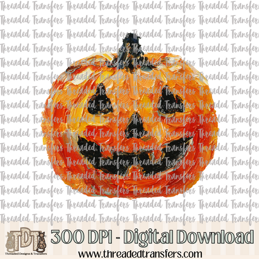 Brushstroke Jack O'Lantern Digital Design Download (PNG Format - no product shipped)