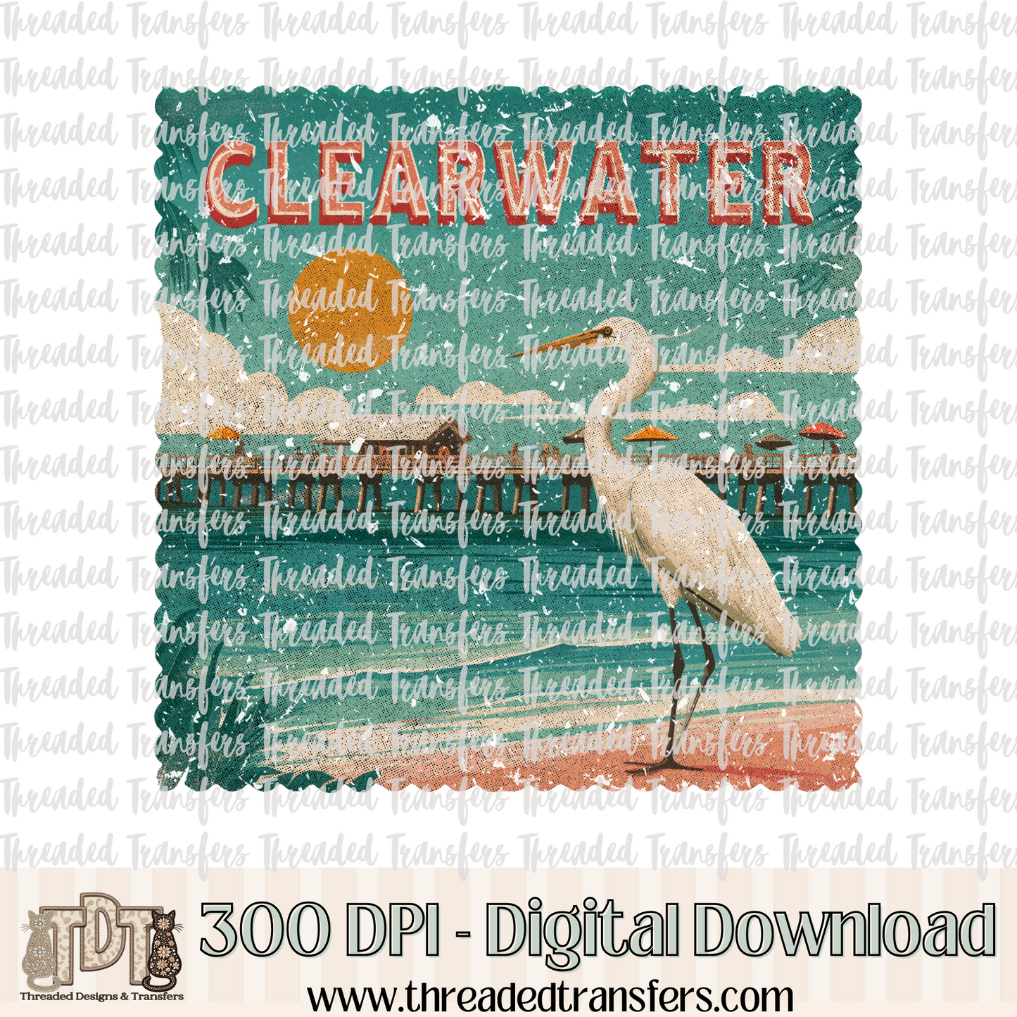 Vintage Clearwater Stamp Digital Design Download (PNG Format - no product shipped)