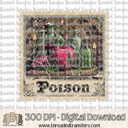 Vintage Horror Poison Stamp Digital Design Download (PNG Format - no product shipped)