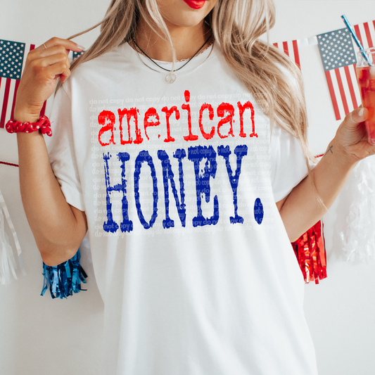 American Honey Patriotic Typography DTF Transfer