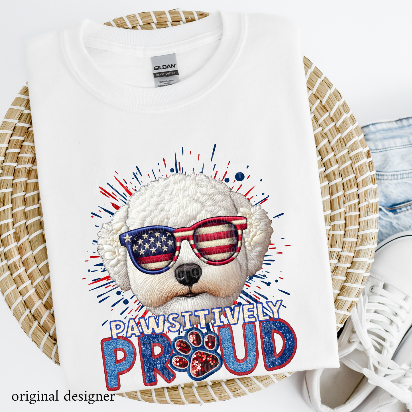 Bichon Frise Pawsitively Proud **EXCLUSIVE** Faux Embroidery, Chenille, & Sparkle DTF & Sublimation Transfer