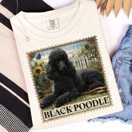 Black Poodle Stamp DTF Transfer