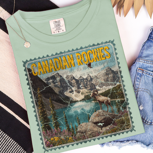 Vintage Canadian Rockies Stamp DTF Transfer
