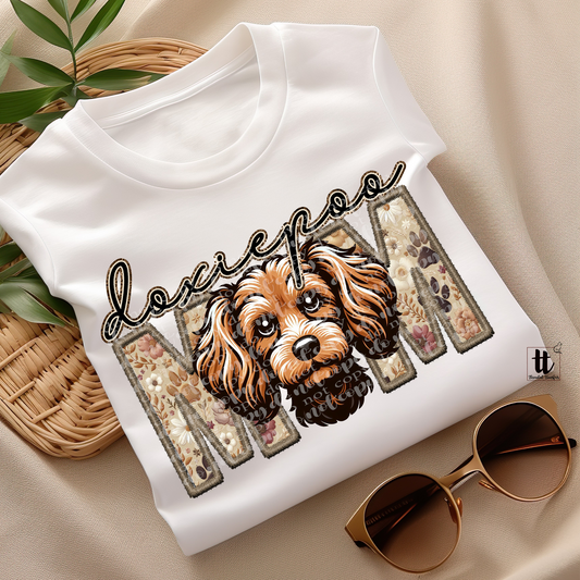 Doxiepoo Mom Faux Embroidery & Faux Sparkle DTF Transfer