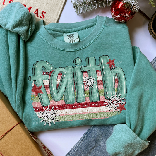 Faith Stripe Holiday DTF Transfer