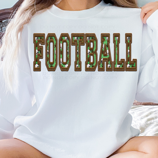 Football Faux Puff AND Embroidery DTF Transfer
