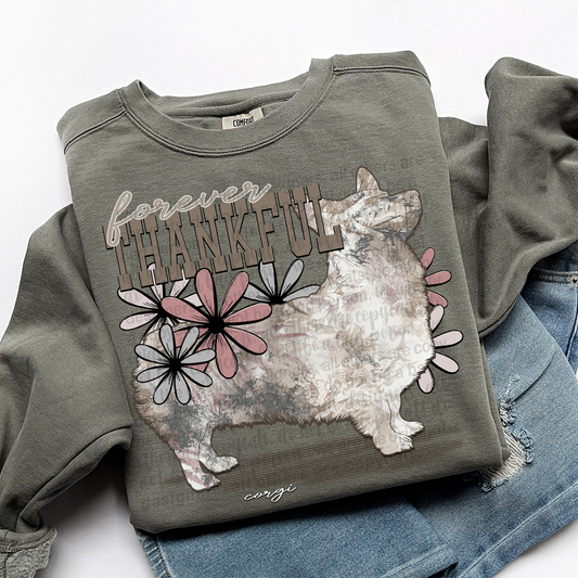 Forever Thankful Corgi DTF Transfer