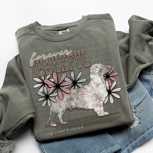 Forever Thankful Long Haired Dachshund DTF Transfer
