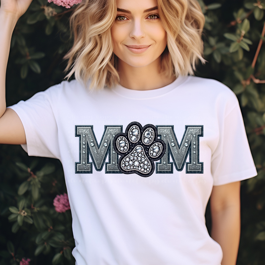 Fur Mom Faux Embroidery and Faux Rhinestone DTF Transfer