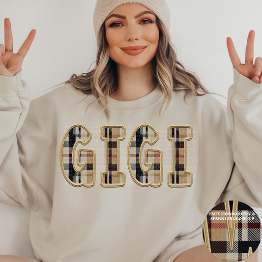 Gigi Fall Plaid Faux Embroidery DTF Transfer