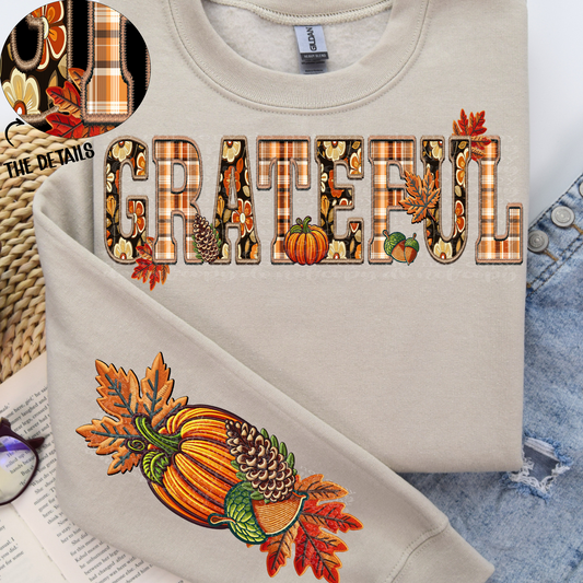 Grateful Fall Faux Embroidery DTF Transfer