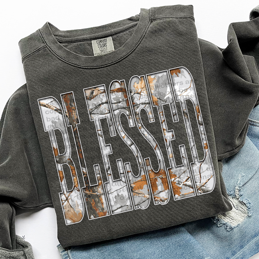 Blessed Gray Camo DTF Transfer