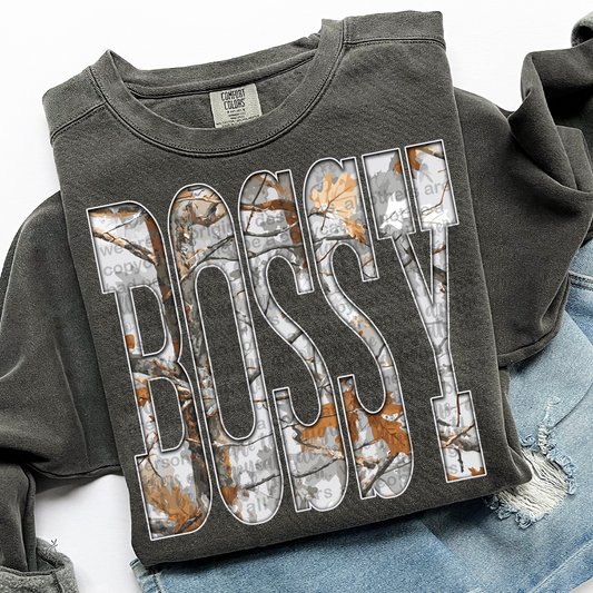 Bossy Gray Camo DTF Transfer