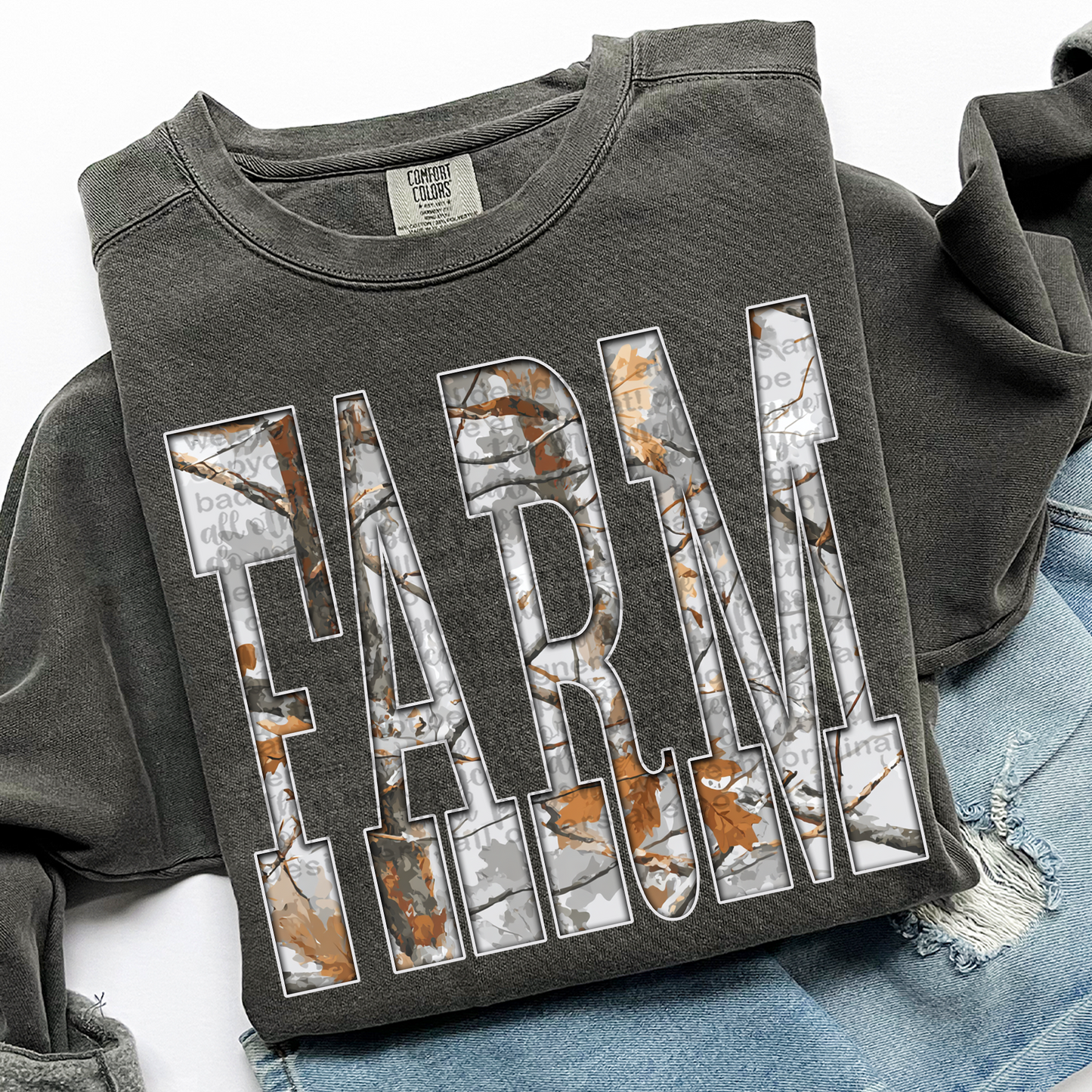 Farm Gray Camo DTF Transfer