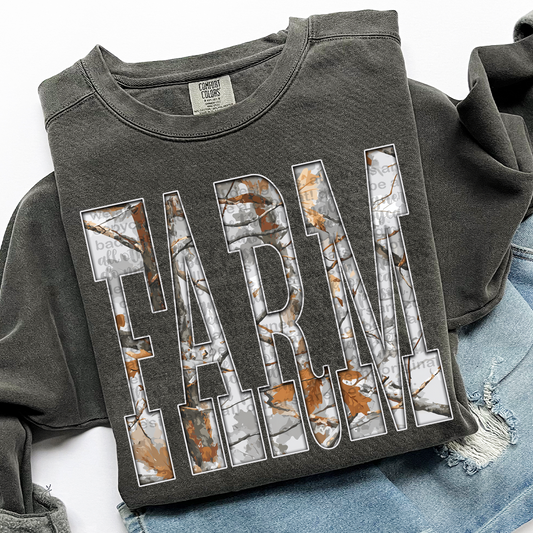 Farm Gray Camo DTF Transfer