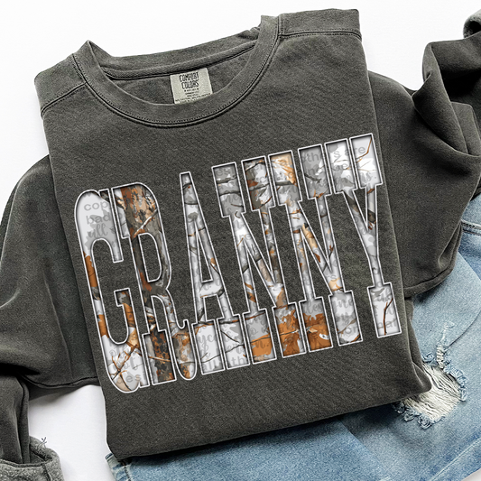 Granny Gray Camo DTF Transfer
