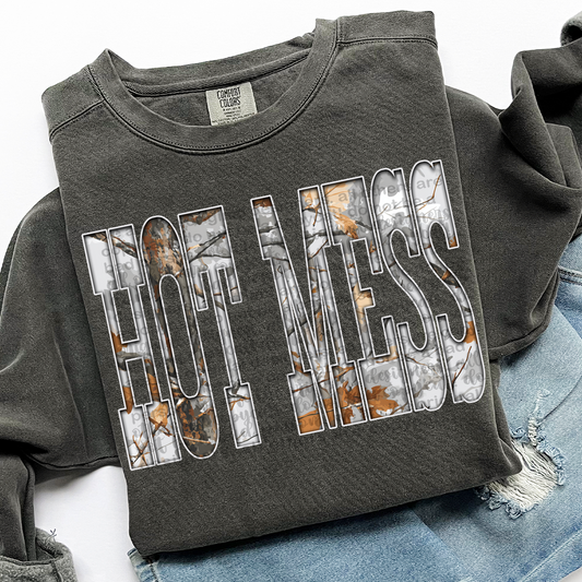 Hot Mess Gray Camo DTF Transfer