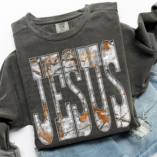 Jesus Gray Camo DTF Transfer