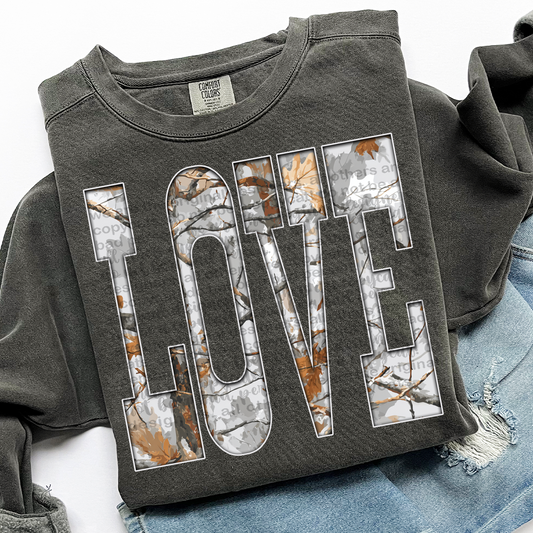 Love Gray Camo DTF Transfer