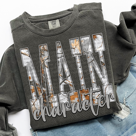 Main Character Gray Camo DTF Transfer