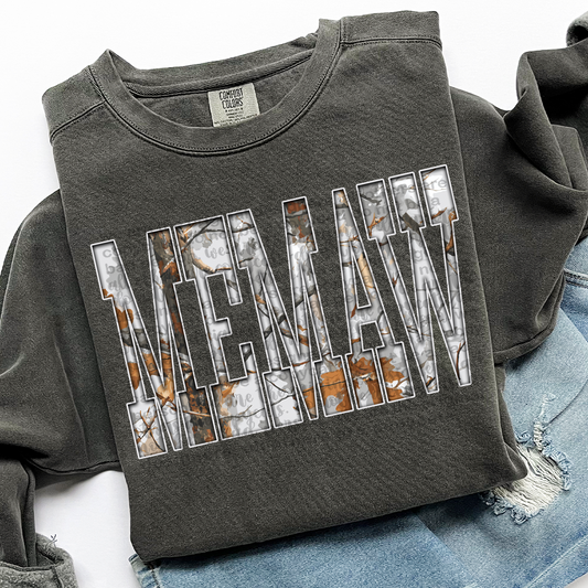 Memaw Gray Camo DTF Transfer