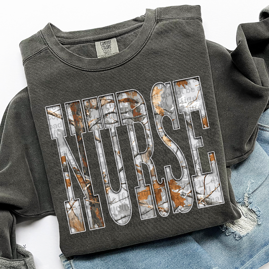 Nurse Gray Camo DTF Transfer