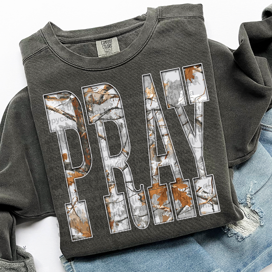 Pray Gray Camo DTF Transfer