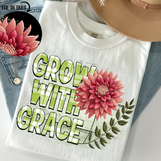 Grow with Grace Dahlia Faux Embroidery DTF Transfer