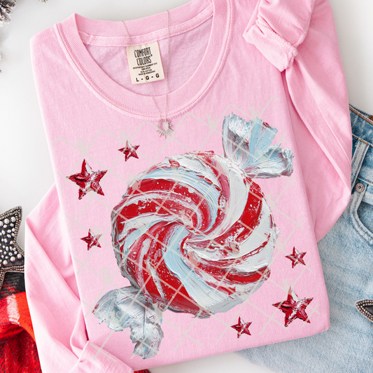 Peppermint Candy Hand Painted DTF Transfer