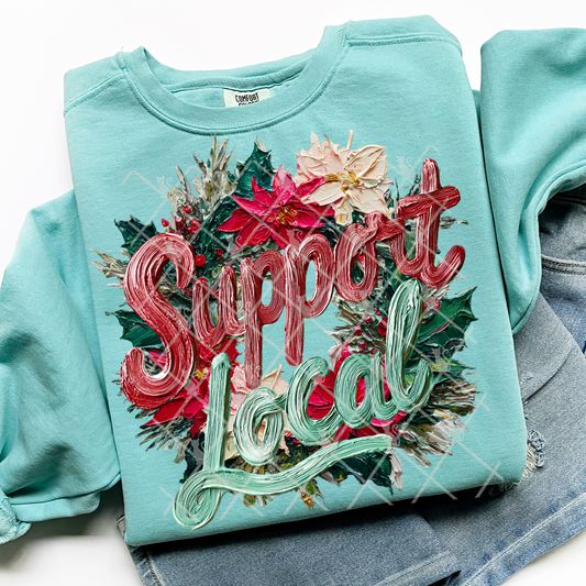 Support Local Wreath Hand Painted DTF Transfer