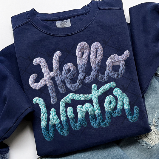 Hello Winter Latch Hook Yarn DTF Transfer