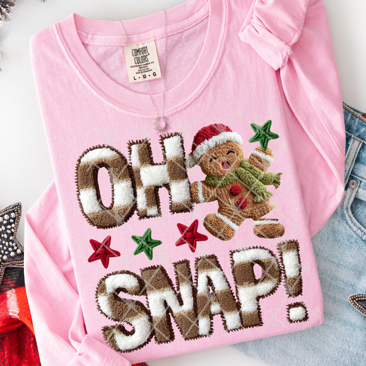 Oh Snap Gingerbread Man Latch Hook Yarn DTF Transfer