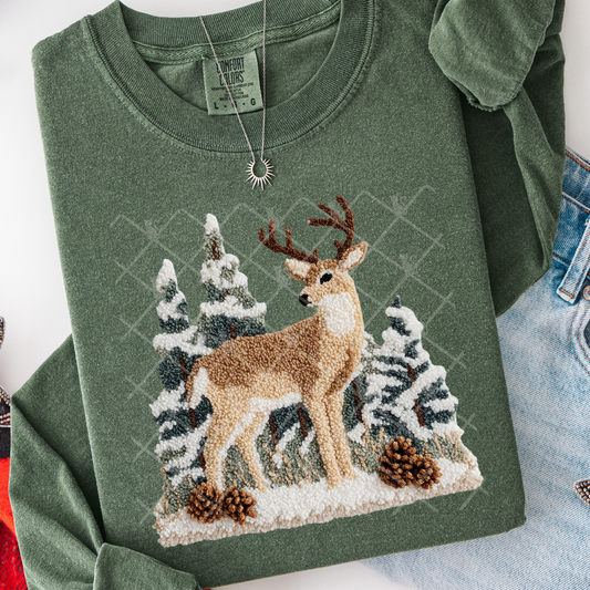 Winter Deer Latch Hook Yarn DTF Transfer