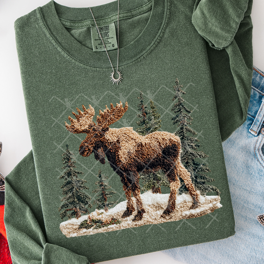 Winter Moose Latch Hook Yarn DTF Transfer