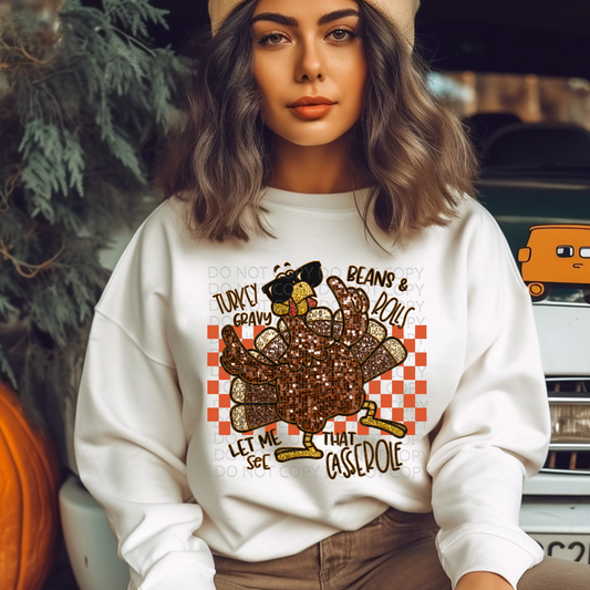 Let Me See you Casserole Faux Embroidery and Sparkle **EXCLUSIVE** DTF & Sublimation Transfer