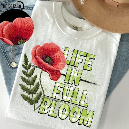 Life in Full Bloom Poppy Faux Embroidery DTF Transfer