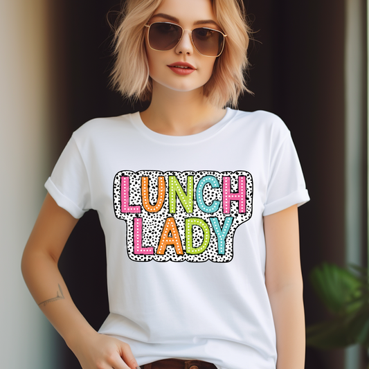 Lunch Lady Dalmatian Dots DTF & Sublimation Transfer