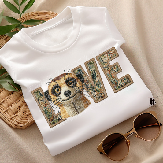 Meerkat Love Faux Embroidery DTF Transfer