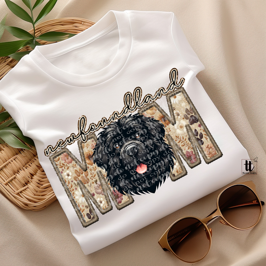 Newfoundland Mom Faux Embroidery & Faux Sparkle DTF Transfer