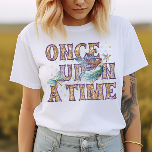 Once Upon A Time Faux Embroidery & Faux Sparkle DTF & Sublimation Transfer