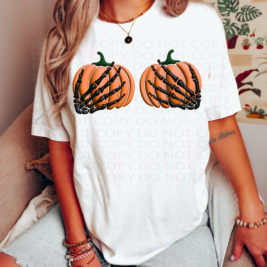 Pumpkin Grab (Black) Faux Puffy DTF Transfer
